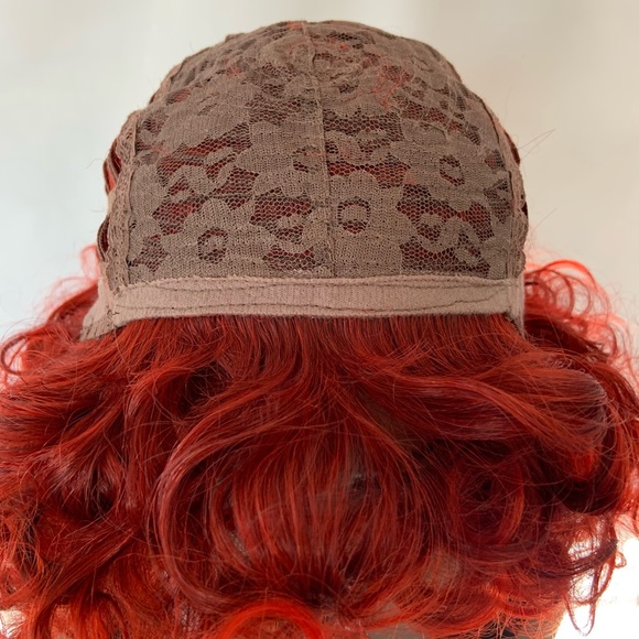 A Pretty Fire Red Color Curly Premium Fiber “Put On & Go” Wig - Picture 3 of 8